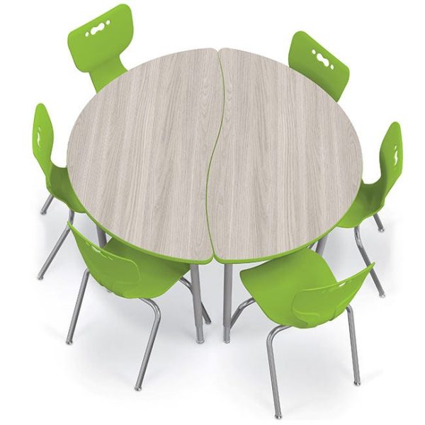 Creator Table & Hierarchy Chair Package - Six 16'' Chairs + Two Half Round Tables (2nd-4th Grade) by Mooreco,1633N1-2/53316-6