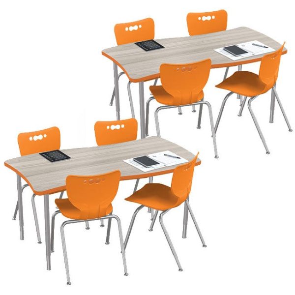 Creator Table & Hierarchy Chair Package - Eight 16'' Chairs + Two Wave Rectangle Tables (2nd-4th Grade) by Mooreco,1633Q1-2/53316-8