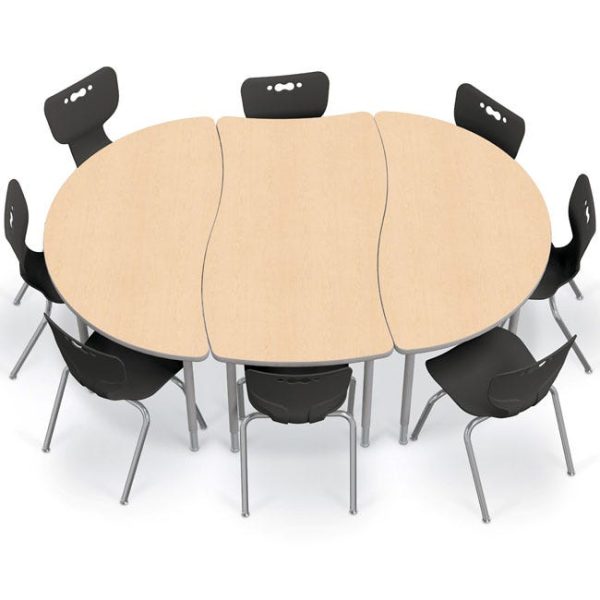 Creator Table & Hierarchy Chair Package - Eight 18'' (5th-Adult) Chairs + 1 Rectangle + 2 Half Round Tables (5th - Adult) by Mooreco,1633Q1-1/1633N1-2/53318-8