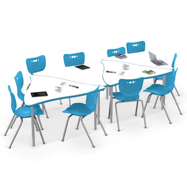 Triangle Creator Table & Hierarchy Chair Package - Ten 18'' (5th-Adult) Chairs + Four Dry Erase Table by Mooreco,1633K1MRKR/4/53318/10