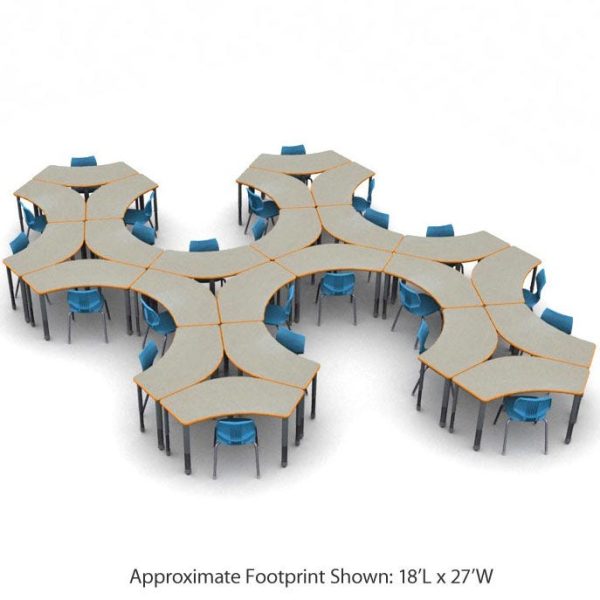 Classroom Set- 12 Flavors 14'' (K-2nd) Chairs & 4 Crescent 60'' Tables by Smith System,04157/4/11847/12 - Image 7