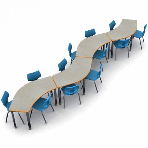 Classroom Set- 12 Flavors 14'' (K-2nd) Chairs & 4 Crescent 60'' Tables by Smith System,04157/4/11847/12