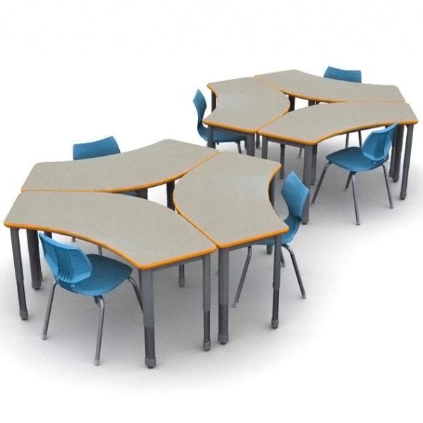 Classroom Set- 12 Flavors 14'' (K-2nd) Chairs & 4 Crescent 60'' Tables by Smith System,04157/4/11847/12 - Image 2