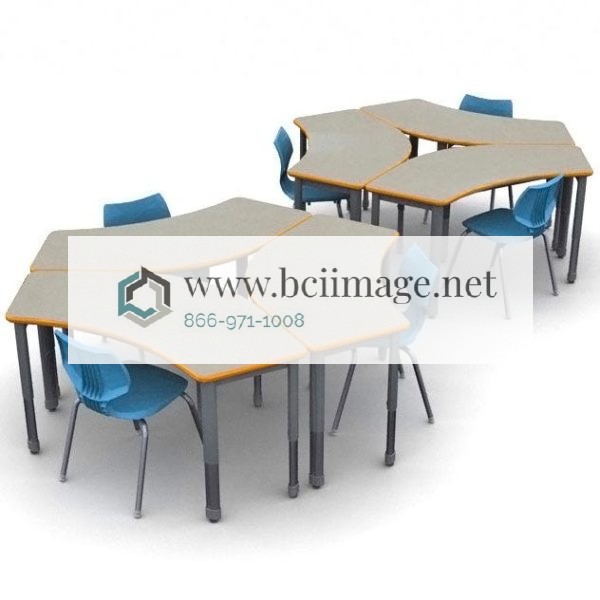 Classroom Set- 6 Flavors 18'' (5th-Adult) Chairs & 2 Crescent 60'' Tables by Smith System,04157/2/11849/6 - Image 2