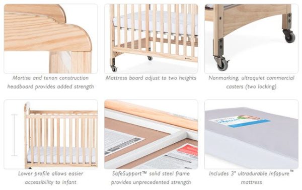 Next Gen Serenity SafeReach Side Gate Compact Crib - Mirrored (One End) Natural by Foundations, 2543040 - Image 3