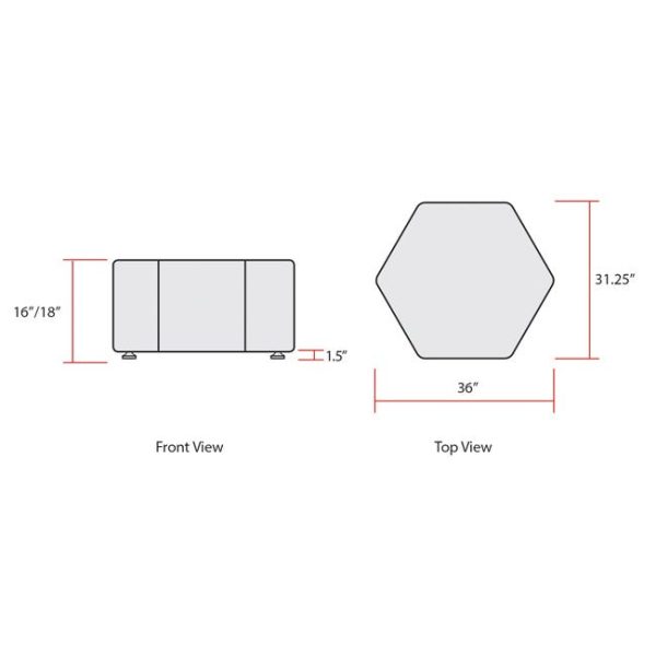 Sonik Soft Seating Hexagon Bench (36'' W x 18'' H) by Marco Group, LF1531 - Image 5