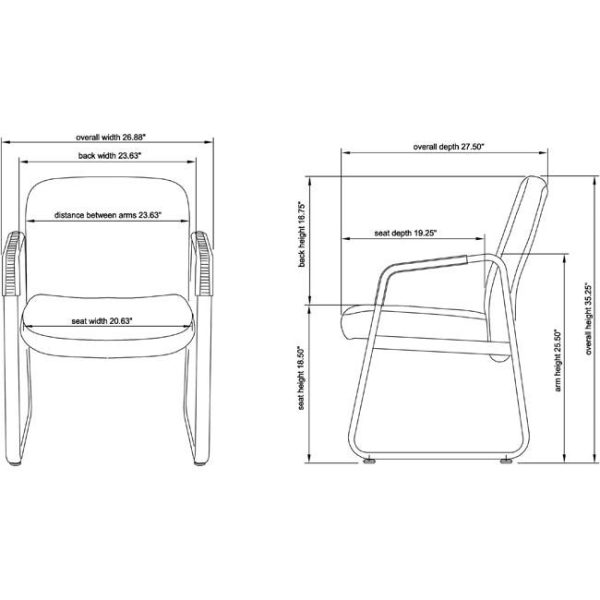 Big & Tall Guest Chair - Black Leather by Lorell, LLR84587 - Image 3