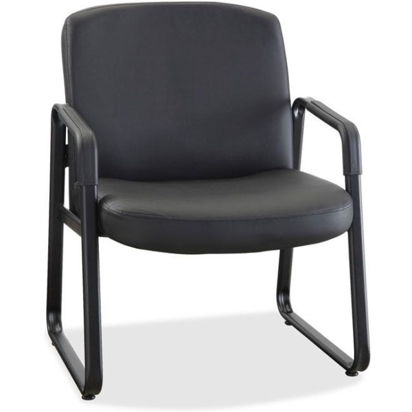 Big & Tall Guest Chair - Black Leather by Lorell, LLR84587