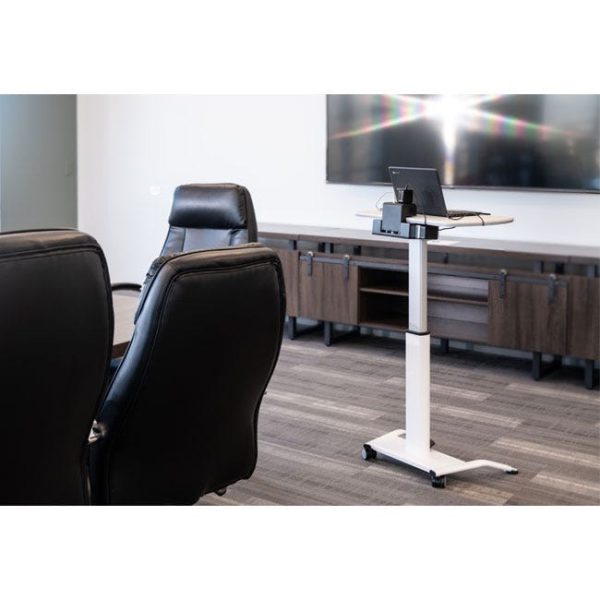 Pneumatic Height Adjustable Desk & Lectern with KwikBoost Charging Station by Luxor, LX-PNADJ-EPW - Image 11