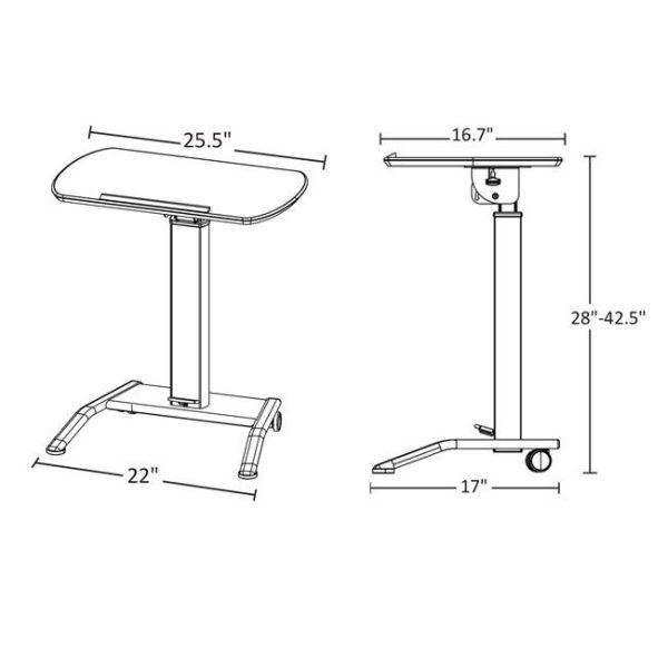 Pneumatic Height Adjustable Desk & Lectern with KwikBoost Charging Station by Luxor, LX-PNADJ-EPW - Image 8