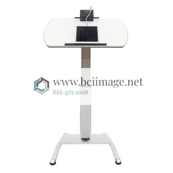 Pneumatic Height Adjustable Desk & Lectern with KwikBoost Charging Station by Luxor, LX-PNADJ-EPW - Image 12