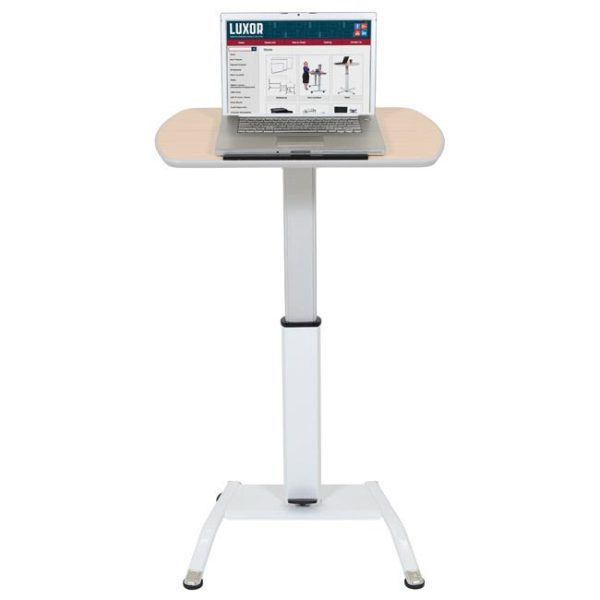 Pneumatic Height Adjustable Desk & Lectern- Light Oak Top by Luxor, LX-PNADJ-LW - Image 6