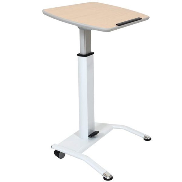 Pneumatic Height Adjustable Desk & Lectern- Light Oak Top by Luxor, LX-PNADJ-LW