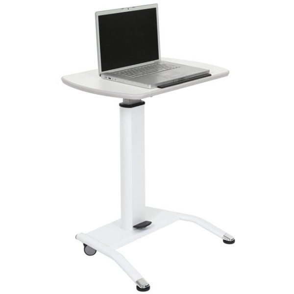 Pneumatic Height Adjustable Desk & Lectern- All White by Luxor, LX-PNADJ-WH