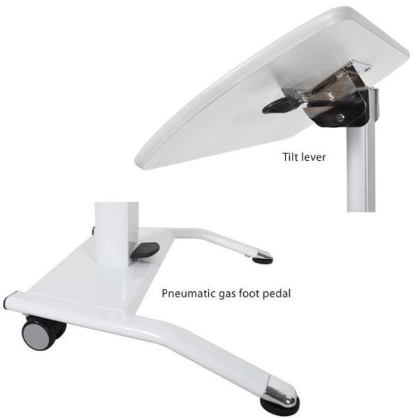 Pneumatic Height Adjustable Desk & Lectern- All White by Luxor, LX-PNADJ-WH - Image 3