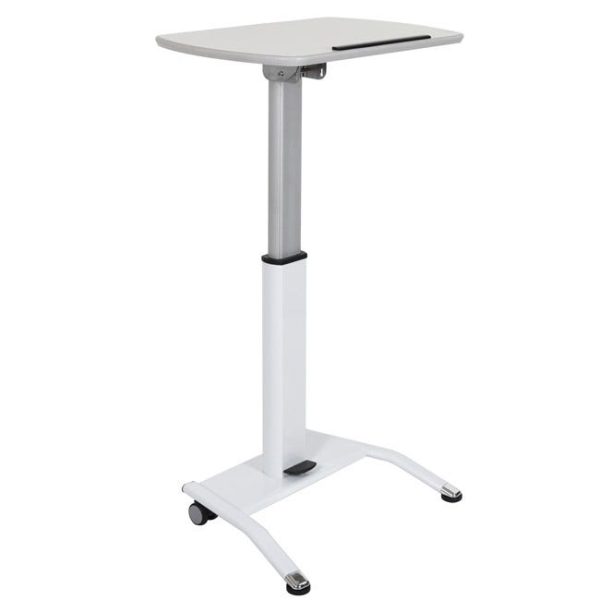 Pneumatic Height Adjustable Desk & Lectern- All White by Luxor, LX-PNADJ-WH - Image 7