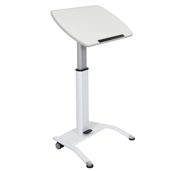 Pneumatic Height Adjustable Desk & Lectern- All White by Luxor, LX-PNADJ-WH - Image 6