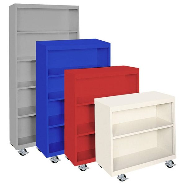 Mobile Steel Bookcase - Two Adjustable Shelves (36'' W X 18'' D X 45'' H) by Steel Cabinets USA, MBCA-364518 - Image 2