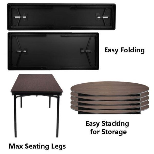 Max Seating Rectangular Particle Board Folding Table (36'' x 96'') by National Public Seating, MSFT3696PBTMXX - Image 5