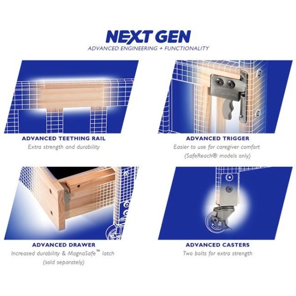 Next Gen Serenity SafeReach Side Gate Compact Crib - Mirrored (One End) Natural by Foundations, 2543040 - Image 4