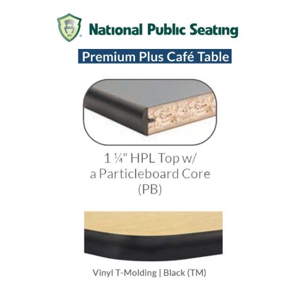 Premium Plus Cafe with Dry Erase Top - 30'' Square with Particleboard Core & T-Mold Vinyl Edge by National Public Seating, PCT330PBTMWB - Image 3