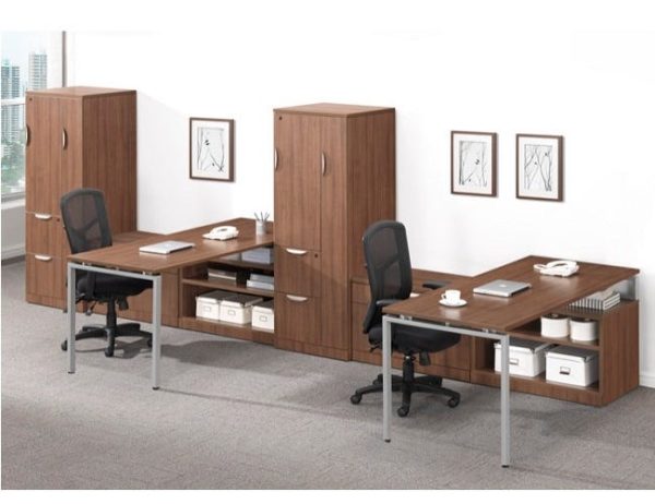 Elements Two Person Workstation w/ Wardrobe Storage by NDI Office Furniture, PLT27