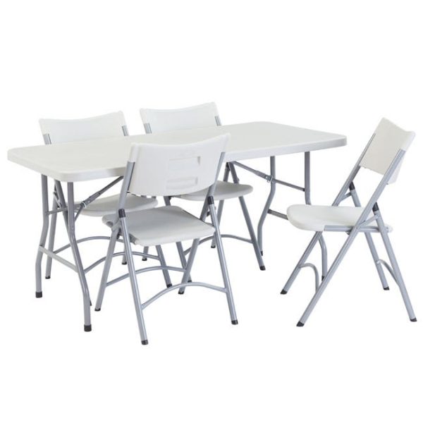 Plastic Folding Table & Chair Set- 30'' x 60'' Rectangle Folding Table with 4 Folding Chairs by National Public Seating, BT3060/1-602/4