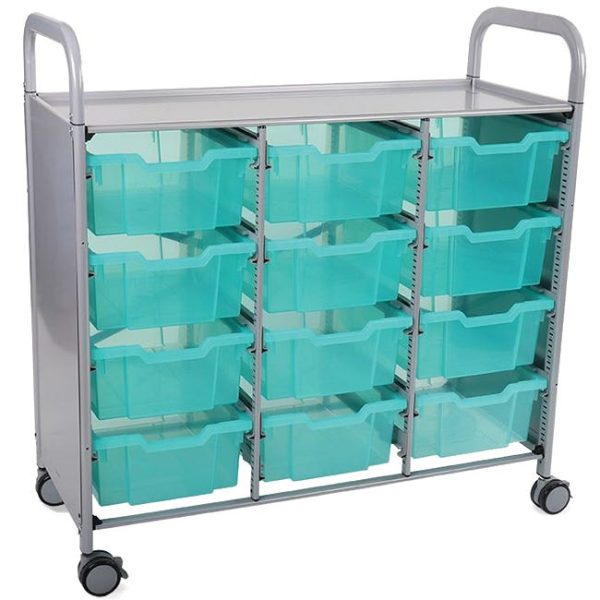 Callero Antimicrobial Triple Cart w/ 12 Deep Trays by Gratnells, SASET07