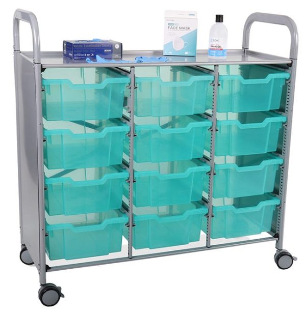 Callero Antimicrobial Triple Cart w/ 12 Deep Trays by Gratnells, SASET07 - Image 6