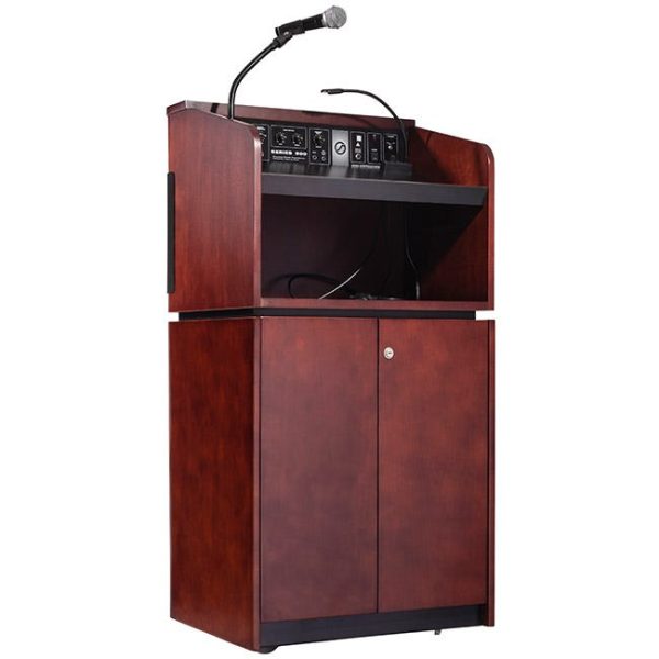 Wood Veneer Contemporary Sound Tabletop Lectern and Base by Oklahoma Sound, 950/901 - Image 5