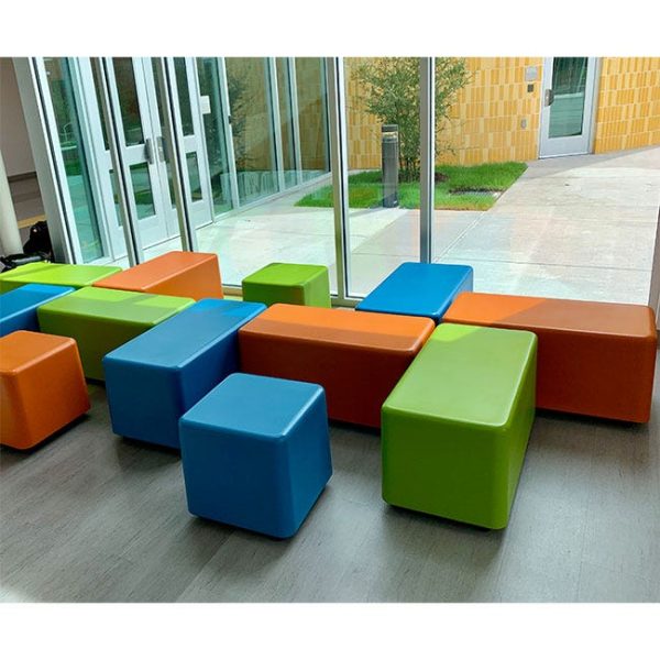 DuraFLEX Cube Plastic Stool Seating- Small 14'' H ( Casters) by Tenjam, 15001AC _ _ - Image 8