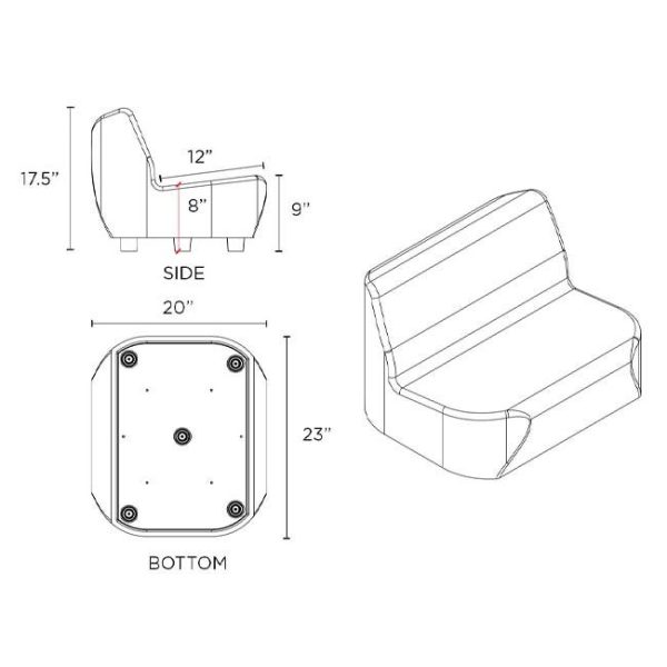 DuraFLEX Oasis Mini Sofa Plastic Stool Seating- Fixed Legs by Tenjam, 15802A2 _ _ - Image 7