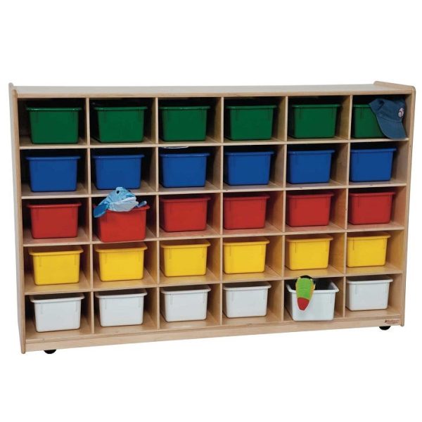 Cubby Storage Cabinet (30 Tray w/ Colorful Bins) by Wood Designs, WD16033