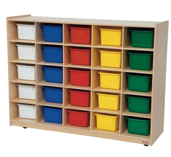 Tip-Me-Not 25 Tray Storage w/ Assorted Trays by Wood Designs, WD16083