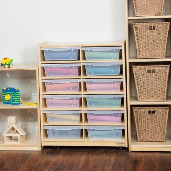 Mobile Storage Unit- 12 Openings w/ Translucent Trays by Wood Designs, WD17261 - Image 3