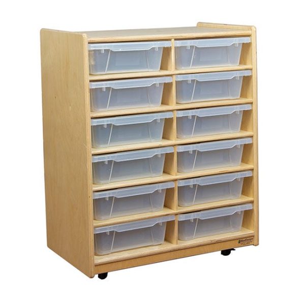 Mobile Storage Unit- 12 Openings w/ Translucent Trays by Wood Designs, WD17261