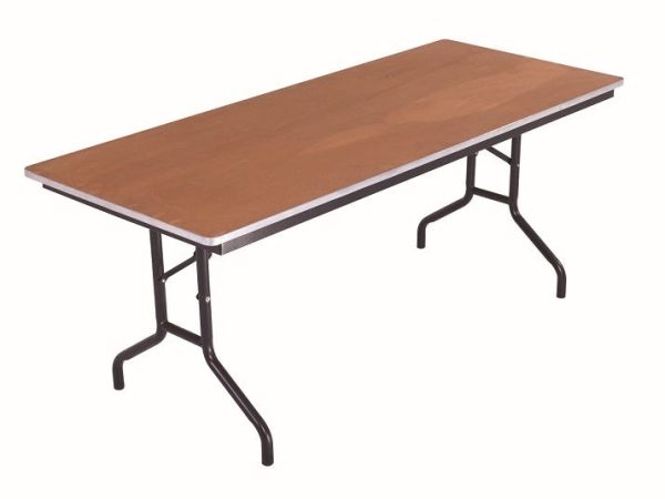 Stained Plywood Top Folding Table w/ Aluminum Edge (30'' x 60'') by AmTab, 305PA