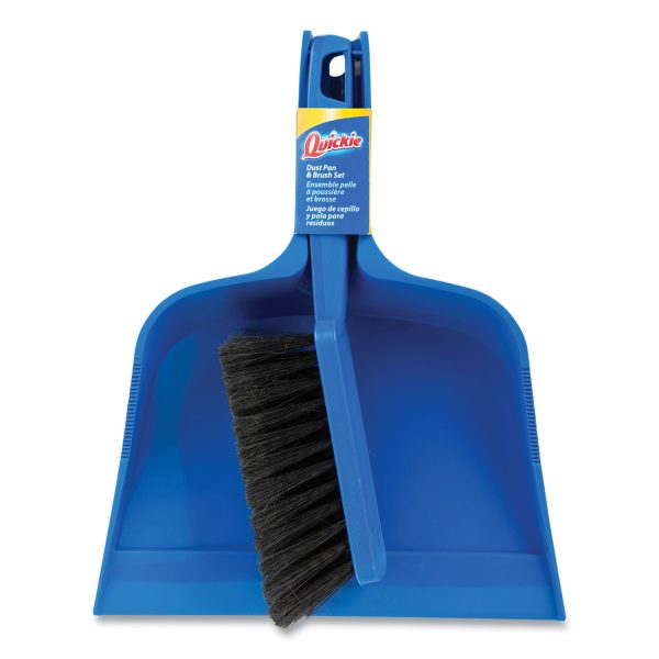 Bulldozer Brush and Dust Pan Set, 10 x 12, 2.5" Handle, Plastic, Blue