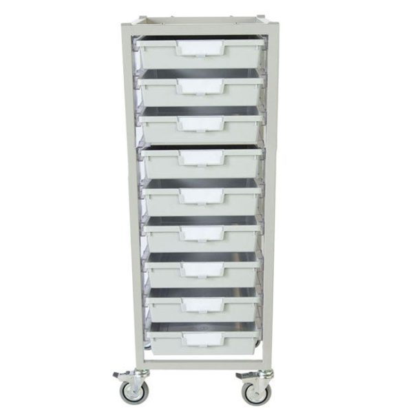 Antimicrobial Nimble Tower Cart (3) Single Depth &(3) Double Depth Trays - Light Gray by Certwood, CE2097AXX-3S3DLG