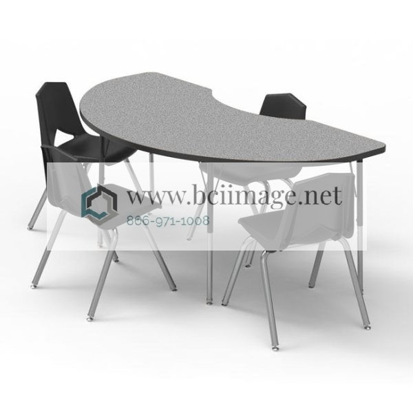 Kidney Activity Table & Six 16'' Stack Chair Package (48'' x 72'') by Marco Group,MG268