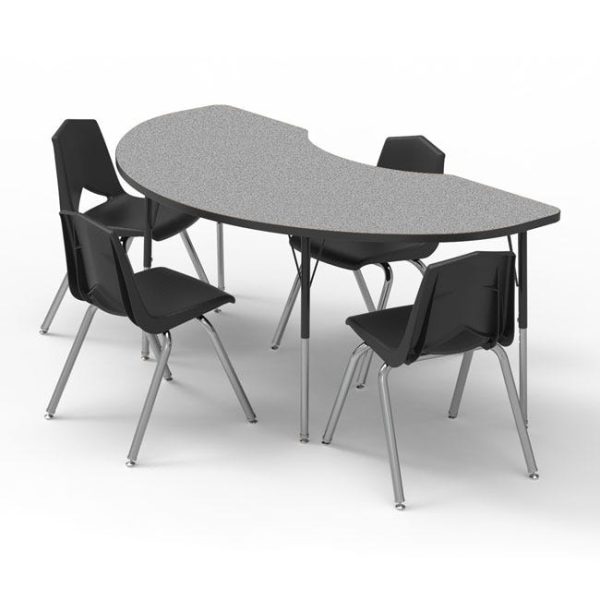 Kidney Activity Table & Six 14'' Black Stack Chair Package (48'' x 72'') by Marco Group,MG268