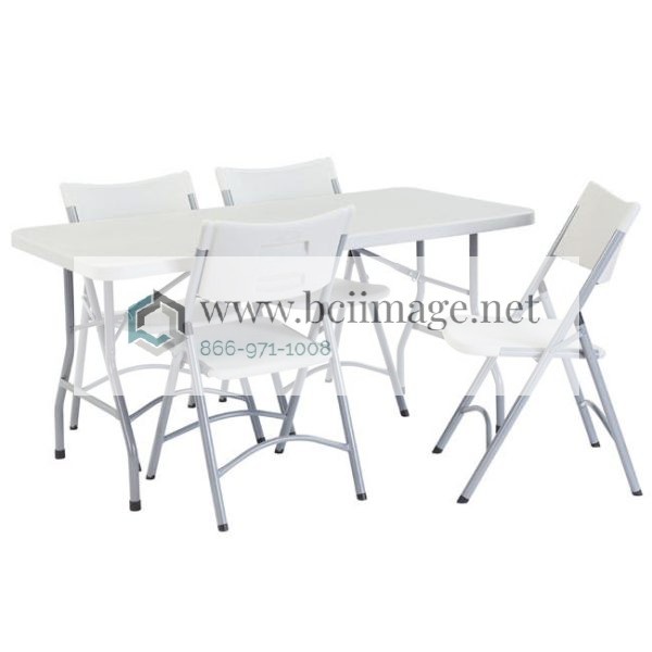 Plastic Folding Table & Chair Set- 30'' x 60'' Rectangle Folding Table with 4 Folding Chairs by National Public Seating, BT3060/1-602/4