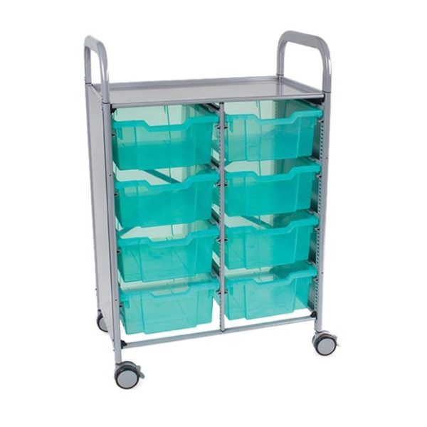 Callero Antimicrobial Double Cart w/ 8 Deep Trays by Gratnells, SASET13